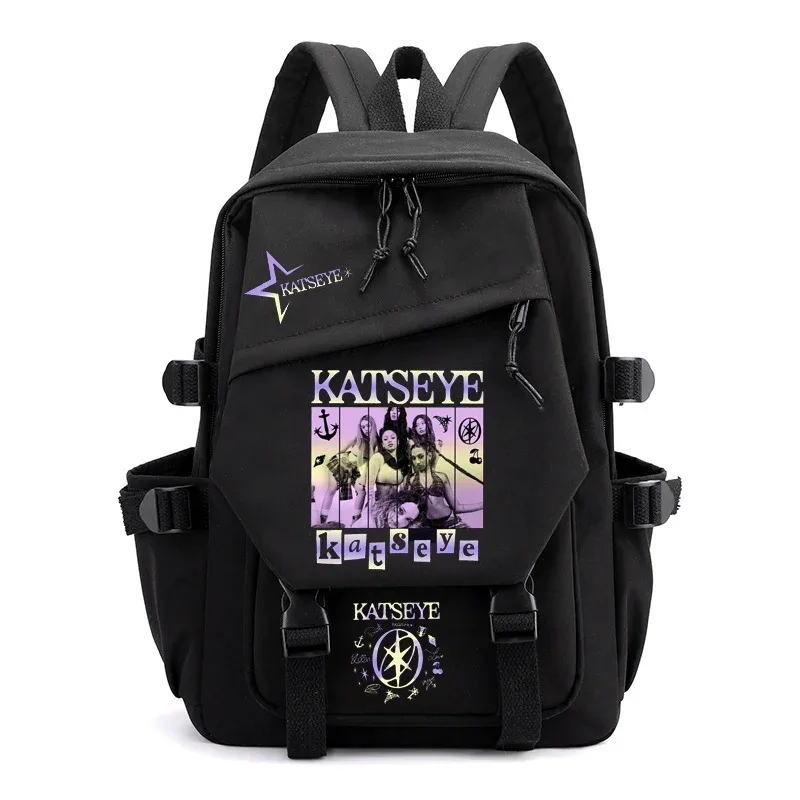 Sac à dos imprimé Katseye Music version coréenne pour les élèves du primaire et du secondaire, sac à dos léger en toile pour étudiants