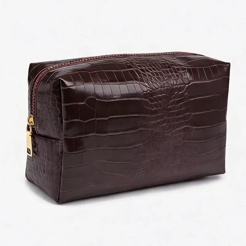 grande pochette de rangement pour cosmétiques imperméable à fermeture éclair, nouvelle mode, en cuir pu crocodile, sac à cosmétiques pour femmes