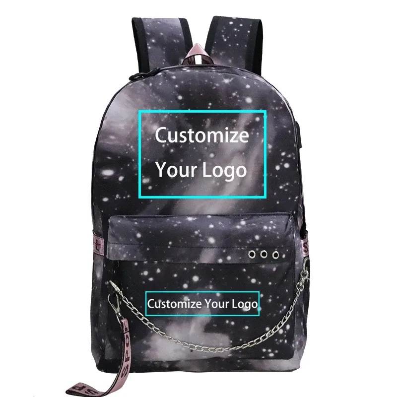 personnalisez votre logo image sac à dos pour adolescents sacs d'école pochette d'ordinateur usb charge sac de voyage sac a dos mochilas para hombre
