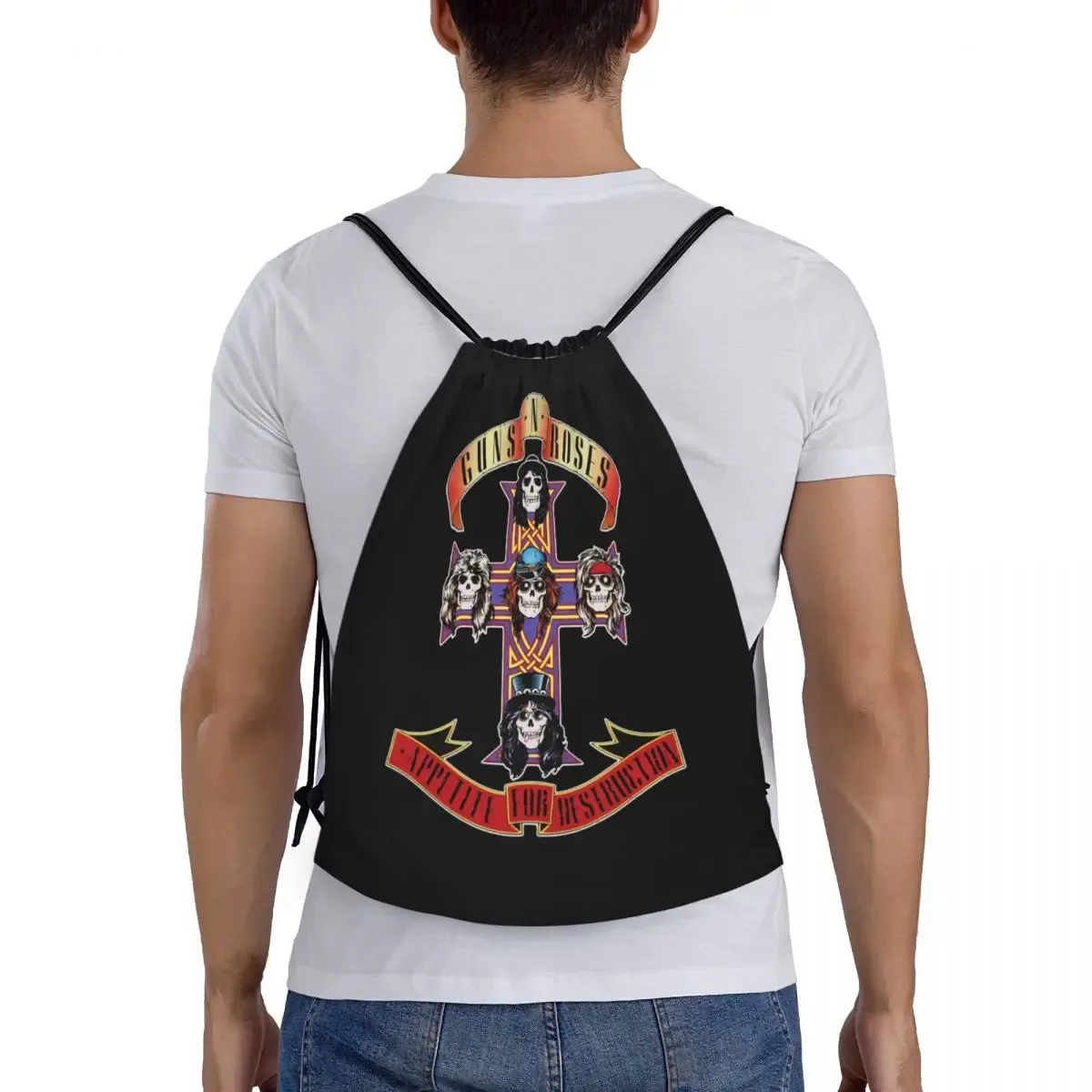 hard rock band guns n roses sac à dos à cordon femmes hommes gym sport sac à dos portable balle logo sac à provisions sac