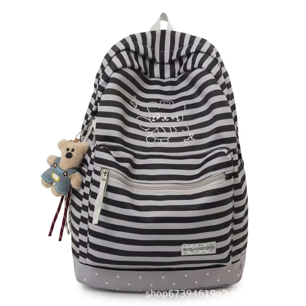 nouveau sac à dos à rayures tendance, unisexe, en nylon, adapté à l'école et à l'éducation, capacité 20-35l, léger, 14 pouces