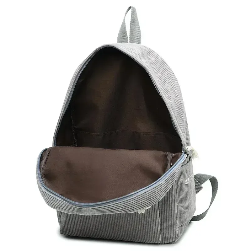 sac à dos en velours côtelé doux pour femme, cartable de grande capacité pour voyage, école, adolescentes