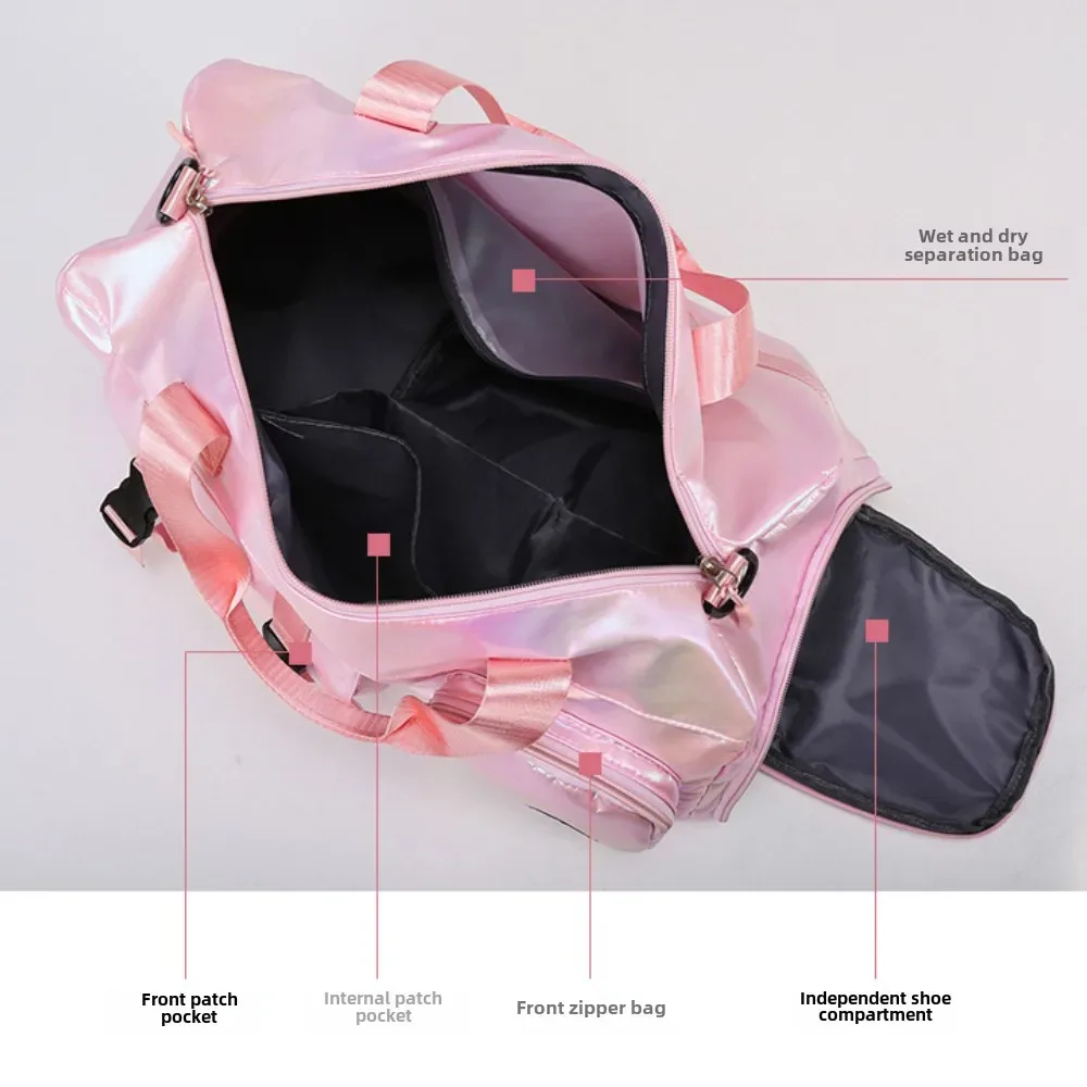 sac polochon holographique glamour – fourre-tout spacieux et élégant avec compartiment à chaussures pour les sacs de voyage sans effort pour les évasions du week-end