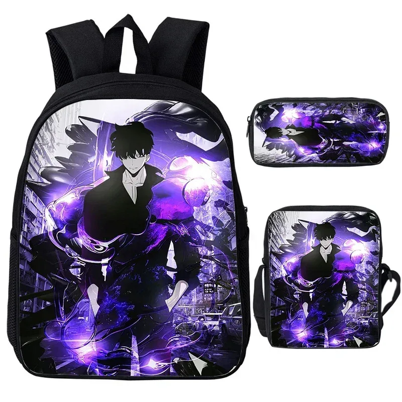 solo nivellement igris enfant sacs à dos sac à bandoulière trousse à crayons 3 pièces ensemble grande capacité sacs d'école pour garçons filles voyage sacs à dos
