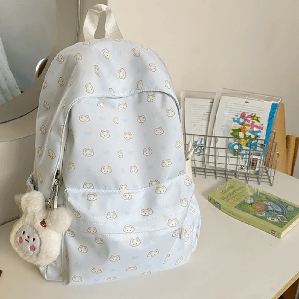sac à dos de voyage en nylon grande capacité, imperméable, imprimé chat et chien, motif dessin animé, léger, respirant, pour étudiants et écoliers