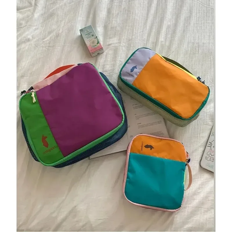 ensemble de 3 sacs de toilette de voyage multicolores en patchwork, imperméables, portables, pour le rangement des cosmétiques, organisateur de lavage pour la salle de sport en extérieur.