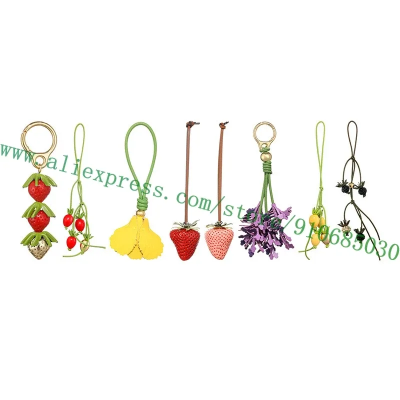 Joli sac en cuir fleur de fruits, pendentif à breloque, décoration suspendue, ornement pour sac à main, sac à dos, porte-clés de voiture