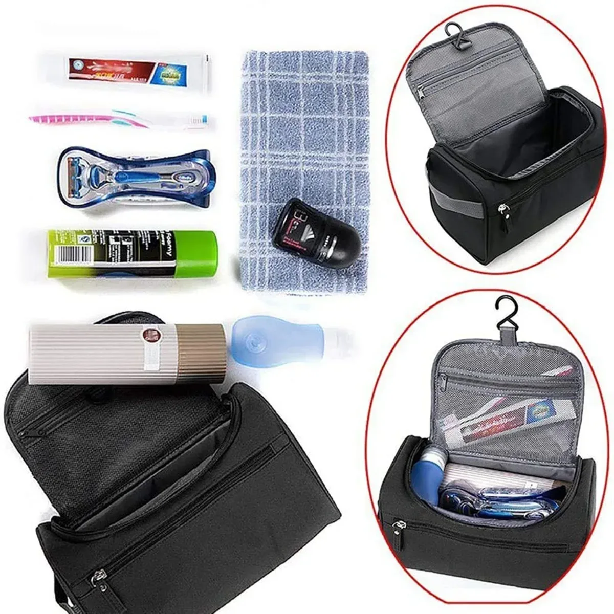 sac de rangement pour cosmétiques et articles de toilette de grande capacité, sac de maquillage multifonctionnel pour les voyages et l'usage quotidien