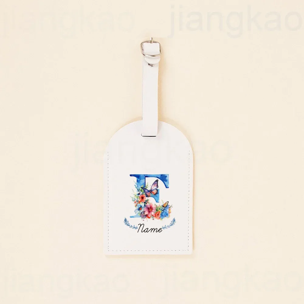 étiquette de bagage personnalisée en pu, lettre florale avec nom, étiquette de valise, accessoire de voyage, cadeau d'anniversaire de mariage pour elle