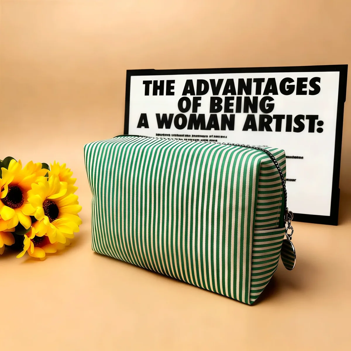 grande trousse de maquillage pour femmes en soie bulle à rayures roses, sac de rangement pour articles de toilette, sac diy pour collations et serviettes hygiéniques