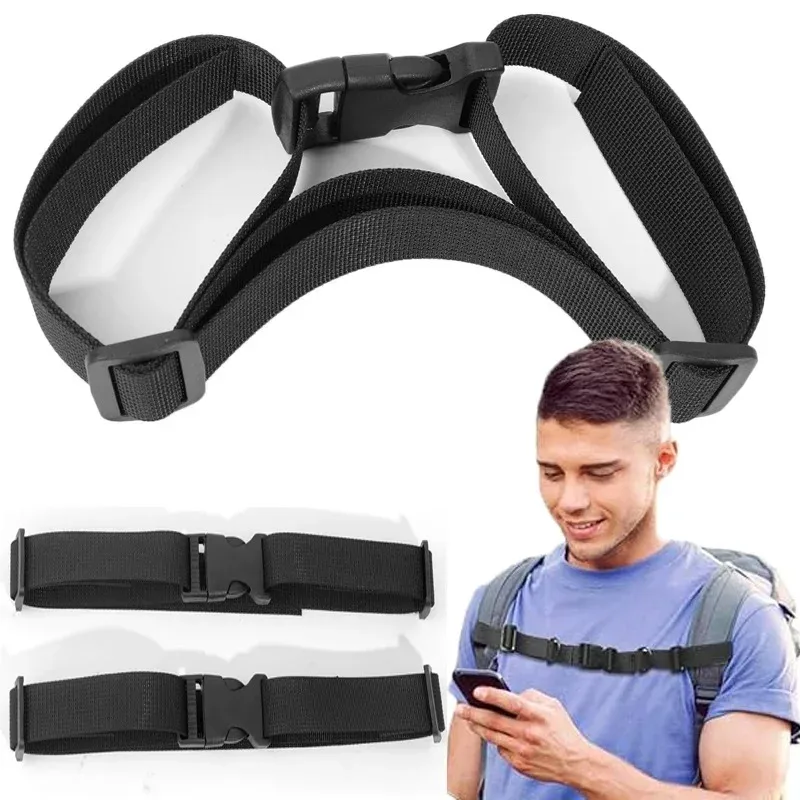 sangle de poitrine en nylon noir pour sac à dos, harnais réglable pour sac, accessoires de sangles pour sacs tactiques de camping en plein air