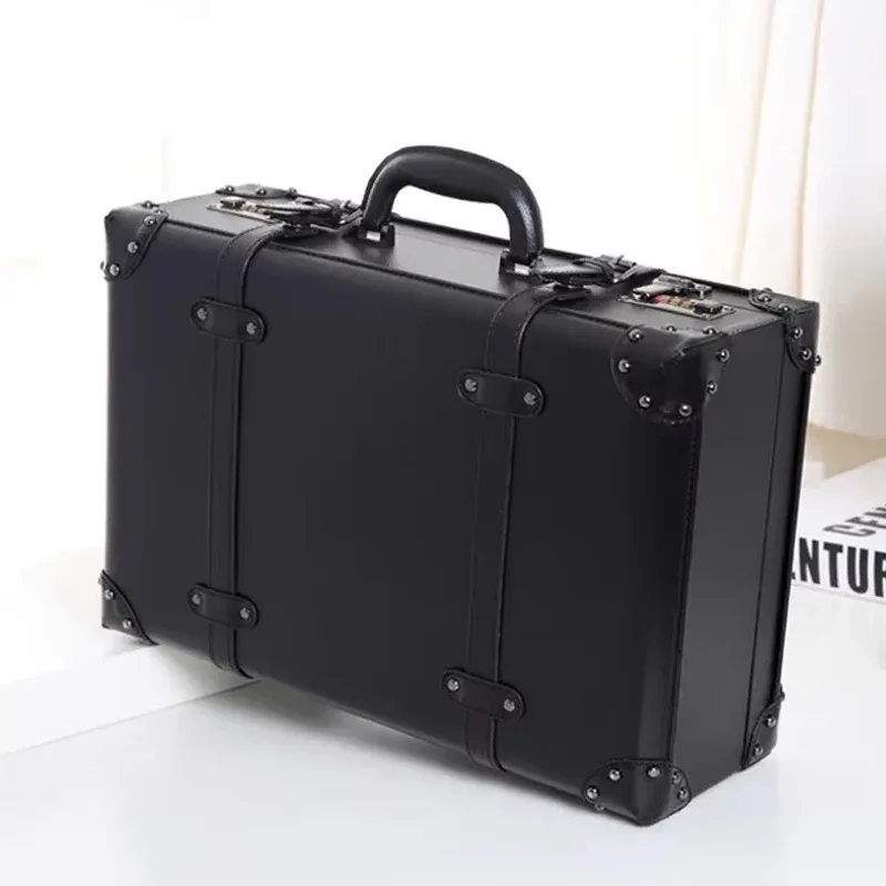 nouveau rétro bagages roulants spinner marque vintage valise en cuir sur roue femmes chariot sac de voyage hommes coffre bagage à main
