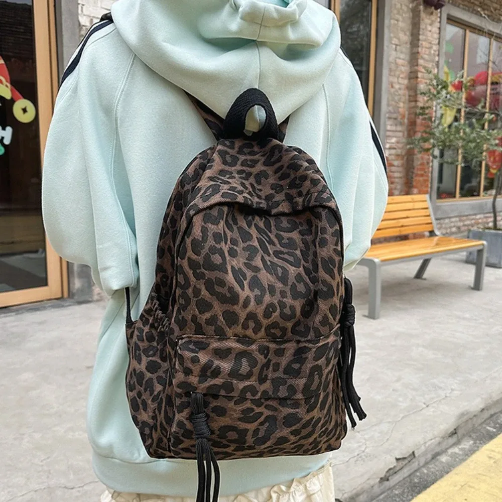 nouveau sac à dos tendance à imprimé léopard pour femmes, sac à dos de voyage décontracté polyvalent, sac à do