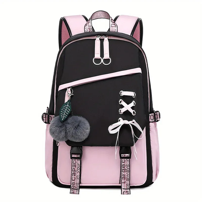 sac à dos mignon et élégant pour étudiant, sac d'école multi-poches, sac à livres grande capacité, sac de voyage quotidien décontracté, sac léger pour l'extérieur