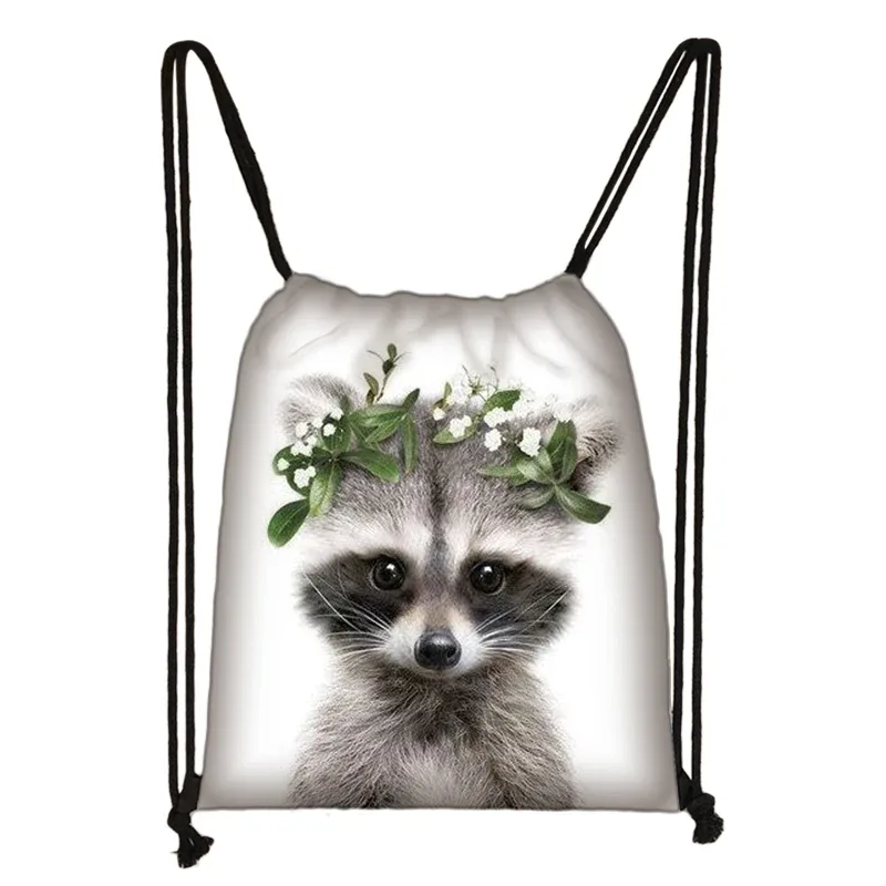 sac à cordon de serrage mignon animal koala femmes hommes mode sac de rangement panda/zèbre fille voyage loisirs sac à dos pliable