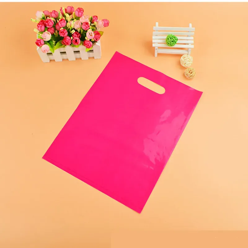 50 sacs en plastique vierges pour bijoux, grands sacs de shopping en plastique, petits sacs d'emballage pour cadeaux (pour impression de logo, il faut 200 pièces)