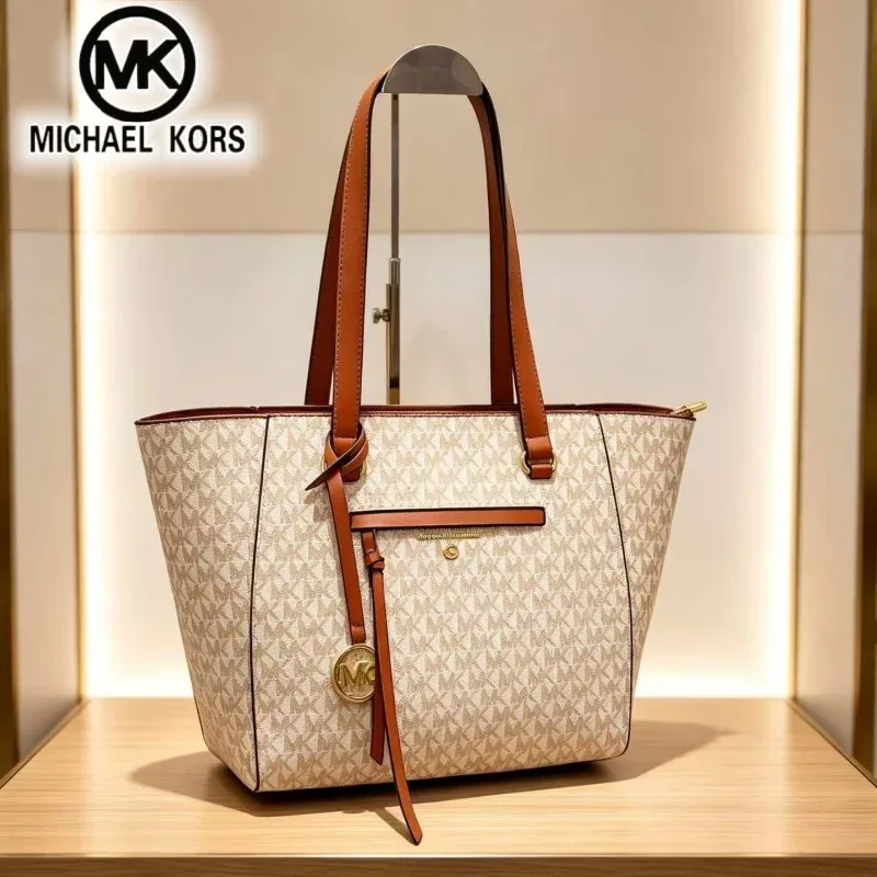 sac à main décontracté pour femme michael kors, sac à bandoulière, sac fourre-tout classique mk à motif floral, grande capacité, sac de voyage