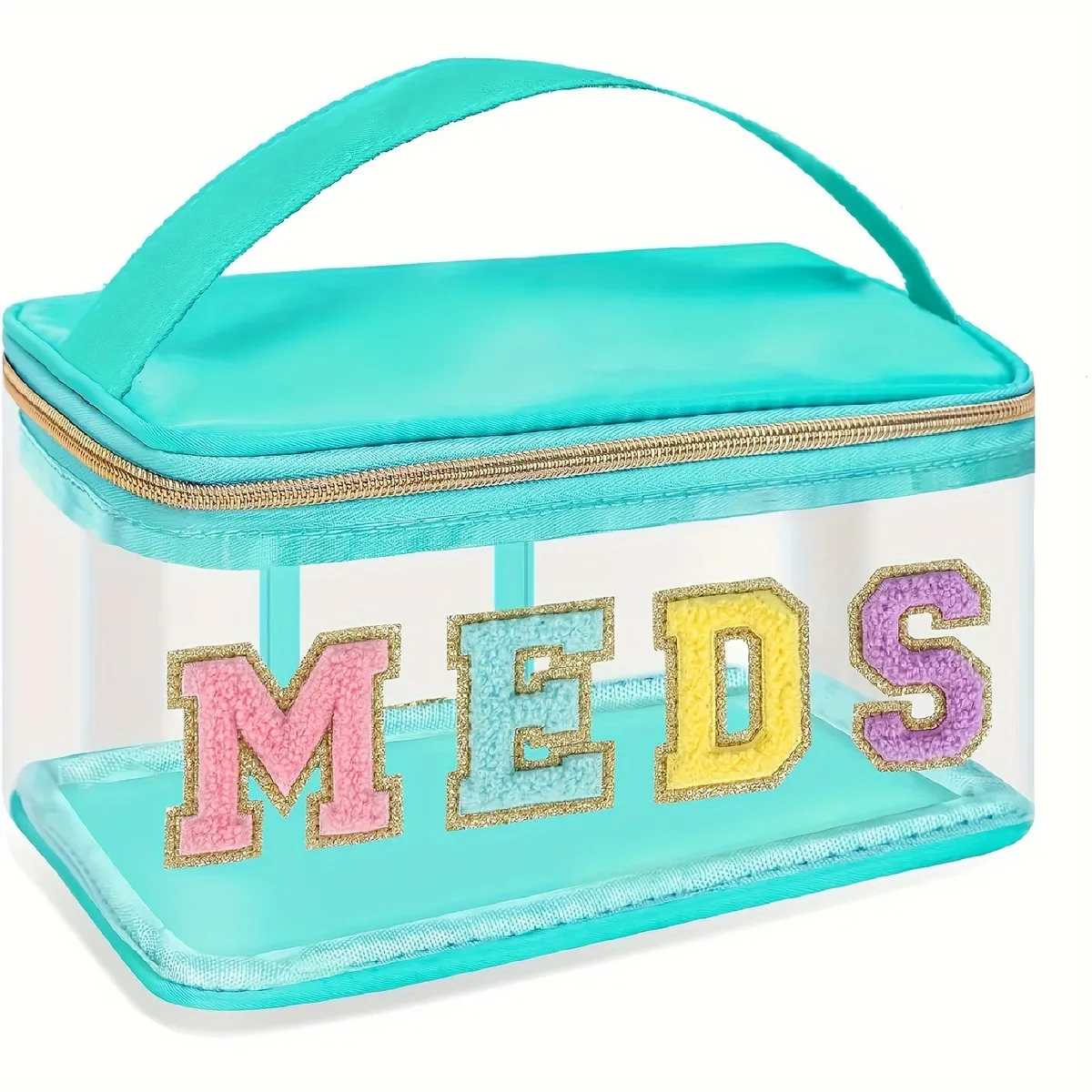 sac de rangement transparent multicolore, trousse de maquillage, sac de rangement de voyage, sac à main portable, trousse de toilette brodée de lettres
