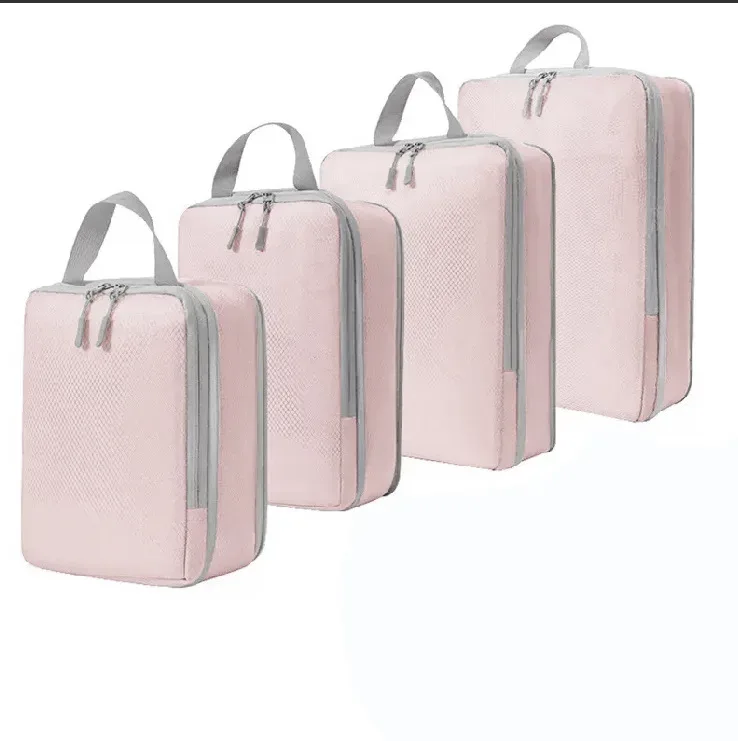 ensemble de 4 sacs de rangement pour vêtements de voyage, sacs de compression, organisateur de voyage extensible pour vêtements, articles de toilette, organisation de la valise