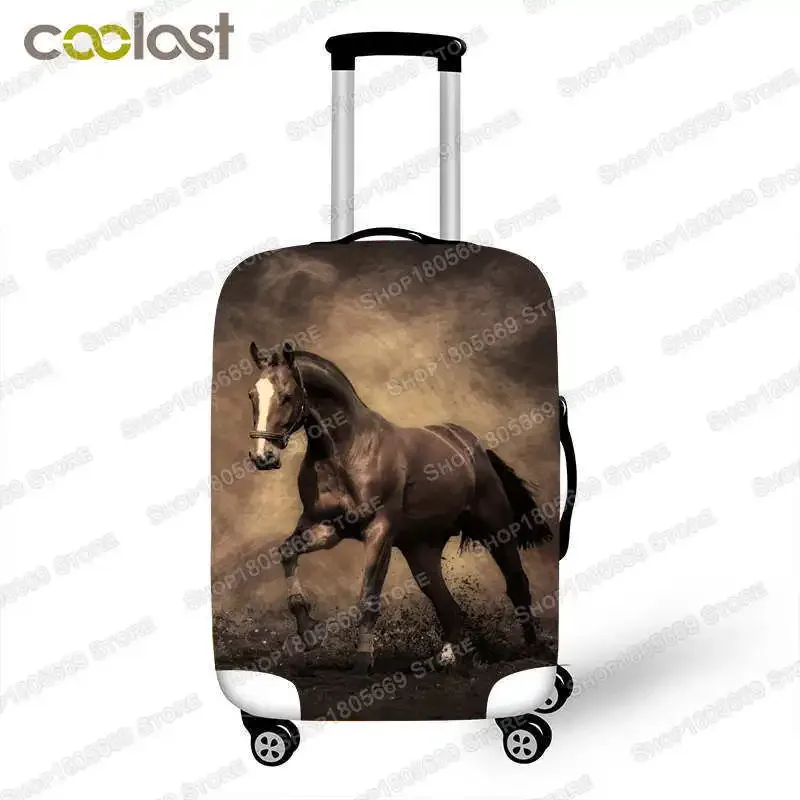 juste de bagage imprimée animal et cheval, housses de valise à roulettes élastiques, anti-poussière, accessoires de voyage mignons