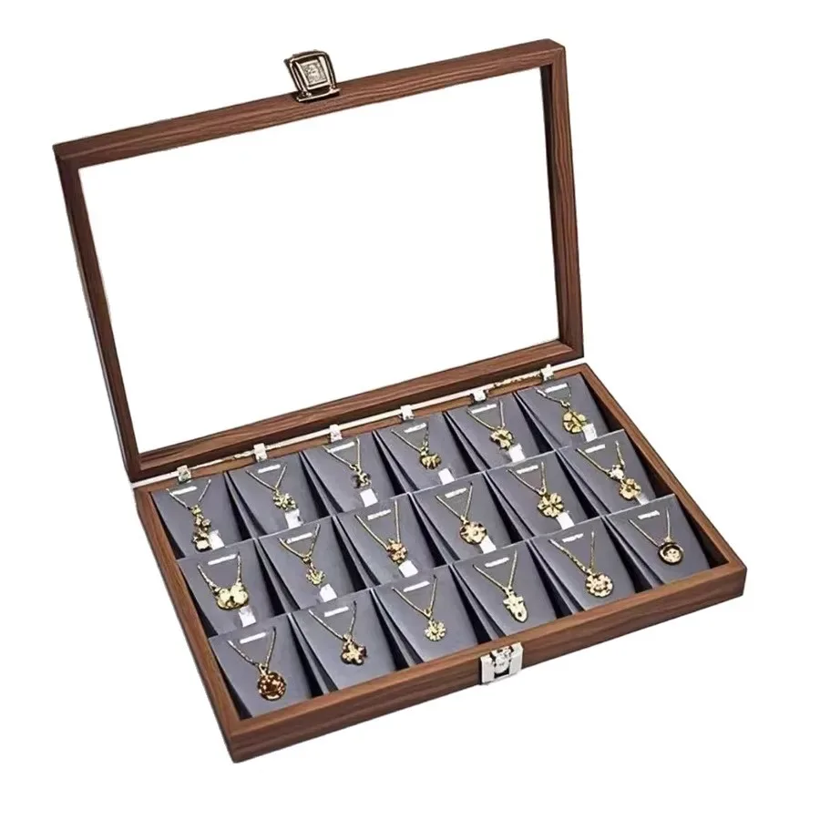 boîte à bijoux de grande capacité, présentoir à motif en bois, étui de rangement pour accessoires précieux, style vintage, matériau rigide
