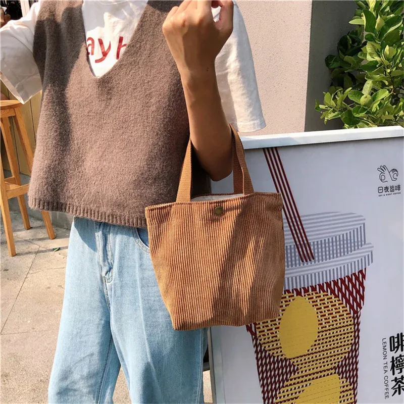 petit sac fourre-tout en velours côtelé de style coréen pour femmes et filles, mini sacs à main, sacs à lunch, shopping, grill, poudres à main, mignon