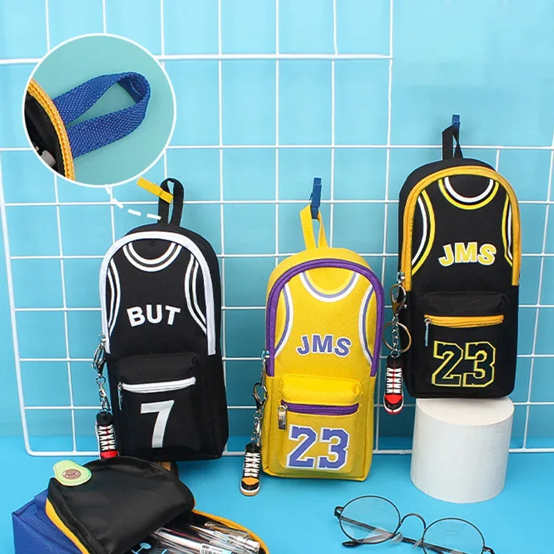 trousse à crayons étanche pour étudiant garçon, sac de basket-ball, boîte à crayons multifonctionnelle, papeterie scolaire