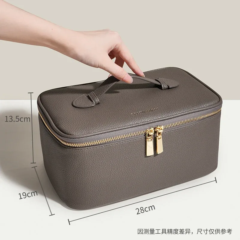 trousse de maquillage portative en cuir pu de grande capacité pour femmes-2025 nouveauté organisateur de toilette de voyage avec plusieurs compartiments