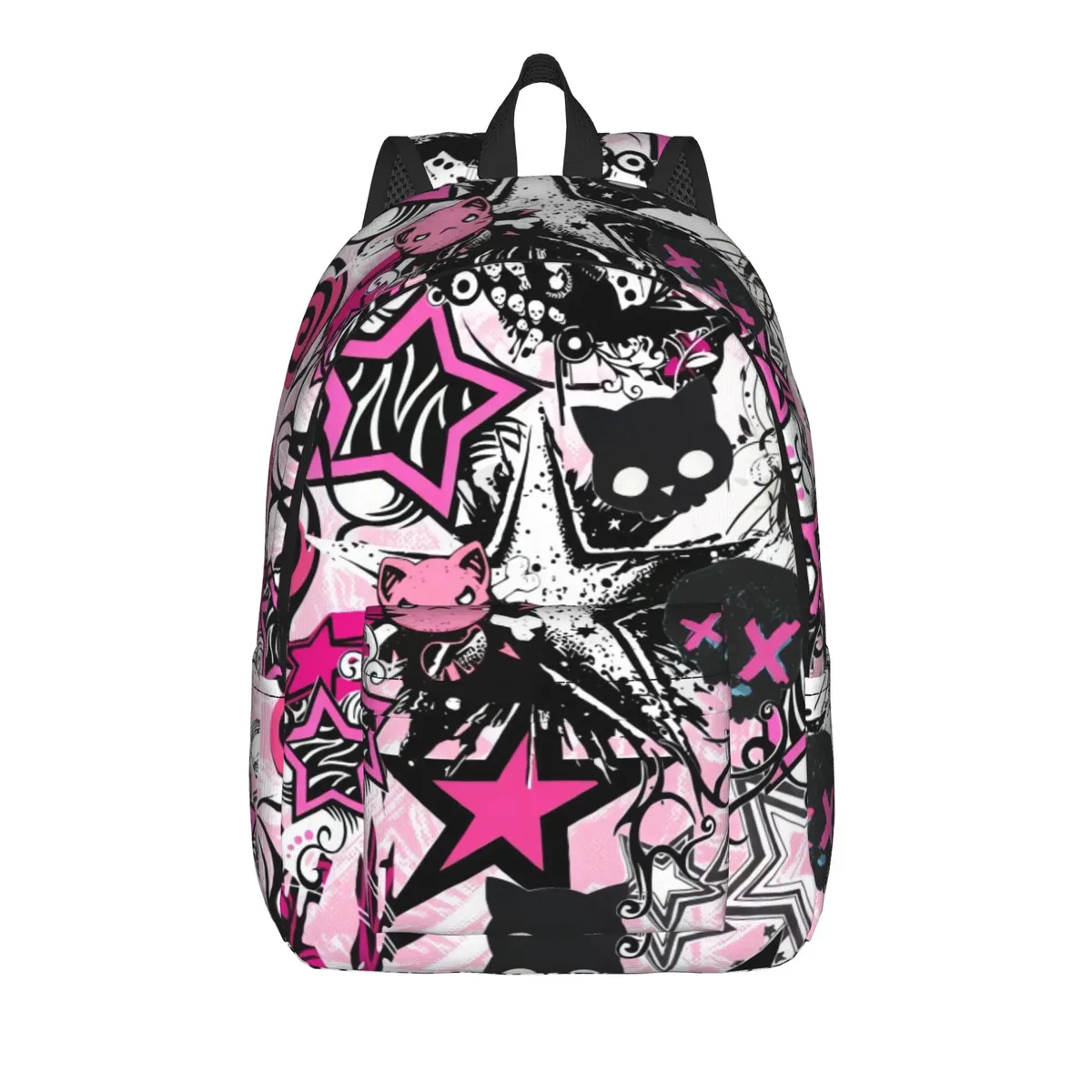 sac à dos punky pink emo, style outdoor, design étudiant, respirant, joli sac à dos scolaire