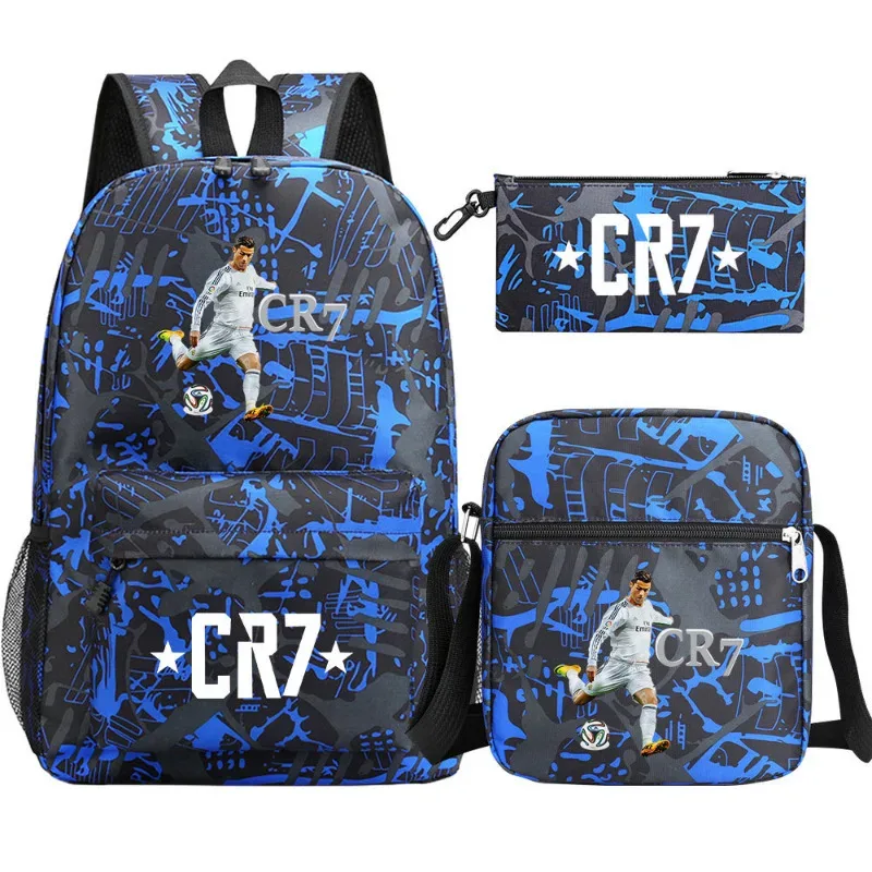 ensemble de sacs à dos imprimés sports cr7 pour adolescents, sacs d'école décontractés adaptés aux garçons et aux filles, mochilas de voyage légères