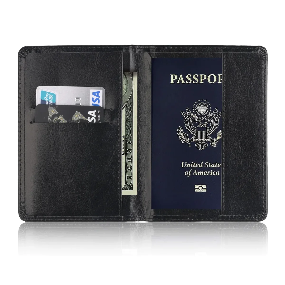 étui unisexe en cuir pu simple pour porte-passeport de voyage, housse de protection pour hommes et femmes, sac de rangement pour documents et billets, fente multi-cartes