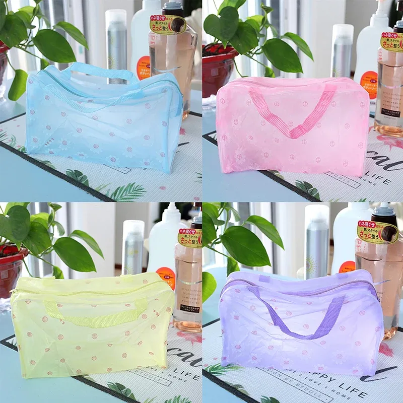 trousse cosmétique transparente en pvc pour femme, trousse de maquillage transparente pour fille, étui de beauté étanche avec fermeture éclair, trousses de toilette de voyage, sac à main, 1 pc