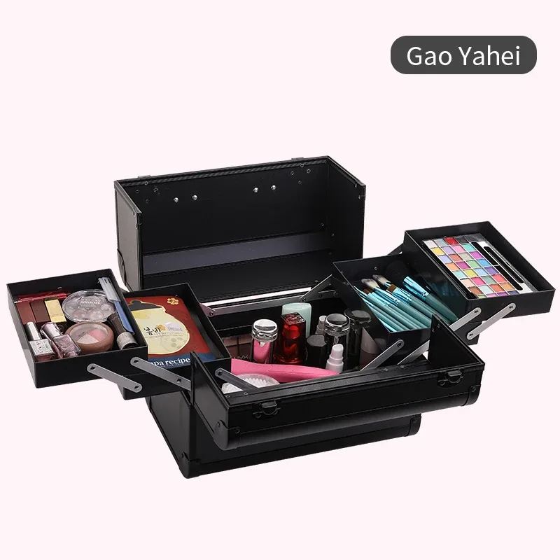 mallette de train de maquillage grandes étuis à cosmétiques portables 4 plateaux boîte de rangement de maquillage professionnelle boîte de maquillage