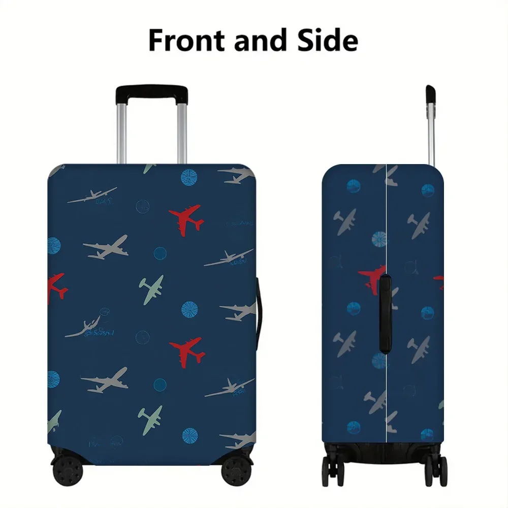 1 housse de bagage imprimée sur le thème des compagnies aériennes, pour bagages de 18 à 32 pouces ; accessoires de voyage anti-poussière et élastiques pour une protection efficace