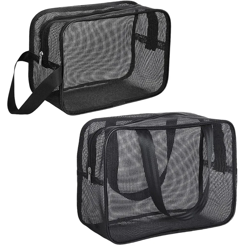 sac de douche en maille grande capacité, sac fourre-tout multifonctionnel pour cosmétiques, organisateur portable pour articles de toilette, idéal pour l'organisation de la salle de bain