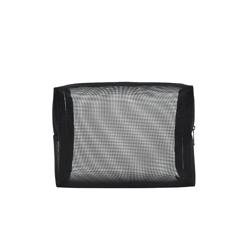 sacs à cosmétiques transparents en maille, petite et grande trousse de maquillage noire, trousse de toilette de voyage, rouge à lèvres, stockage de poudres