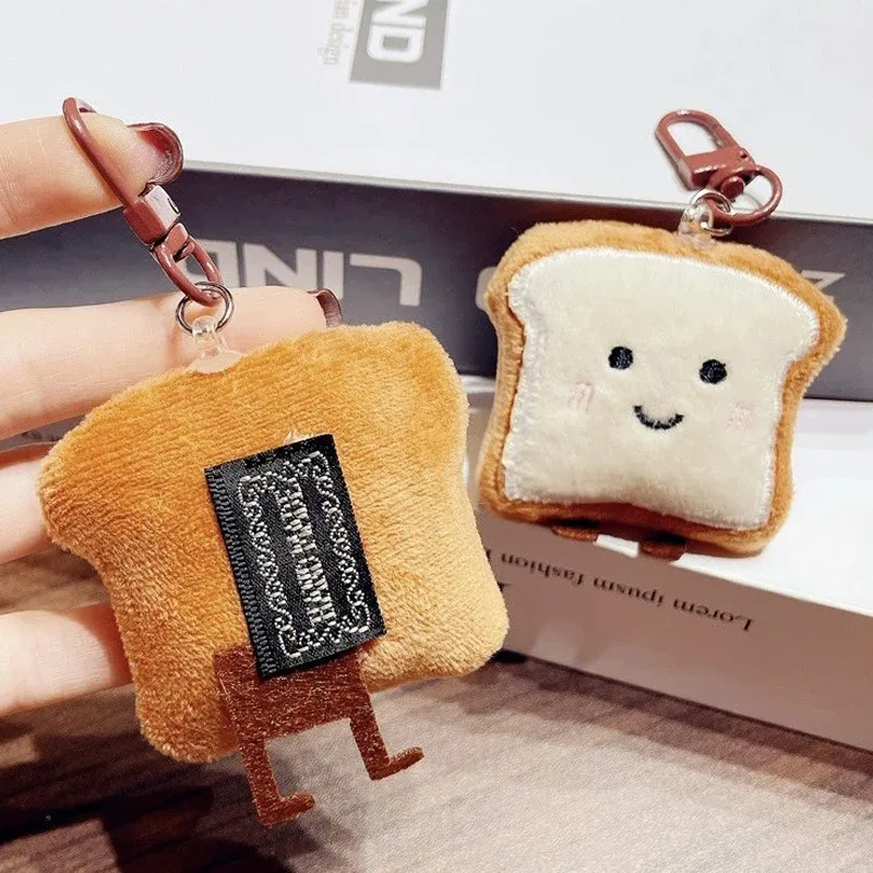 porte-clés pain grillé, poupée alimentaire en peluche de dessin animé, pendentif de voiture, sac à dos, breloques, accessoires de décoration de sac