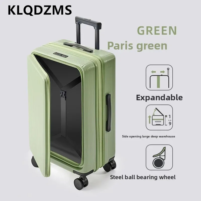 klqdzms 20 "22" 24 "26" 28 pouces bagages de voyage abs + boîtier d'embarquement pc extensible ouverture avant boîtier de chariot pour ordinateur portable valise de cabine