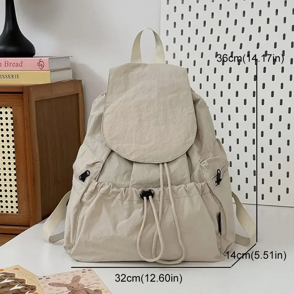 sac à dos de voyage léger et décontracté, style coréen, en nylon, avec cordon de serrage, étanche, grande capacité, cartable pour étudiants et adolescents