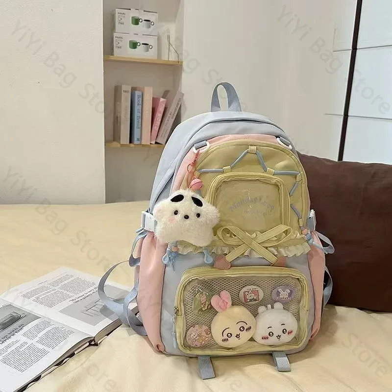 sac à dos ita bag kawaii, sac à bandoulière, ensemble de deux pièces, sac à dos scolaire pour badges et épingles d'anime, sacs à dos transparents pour étudiants