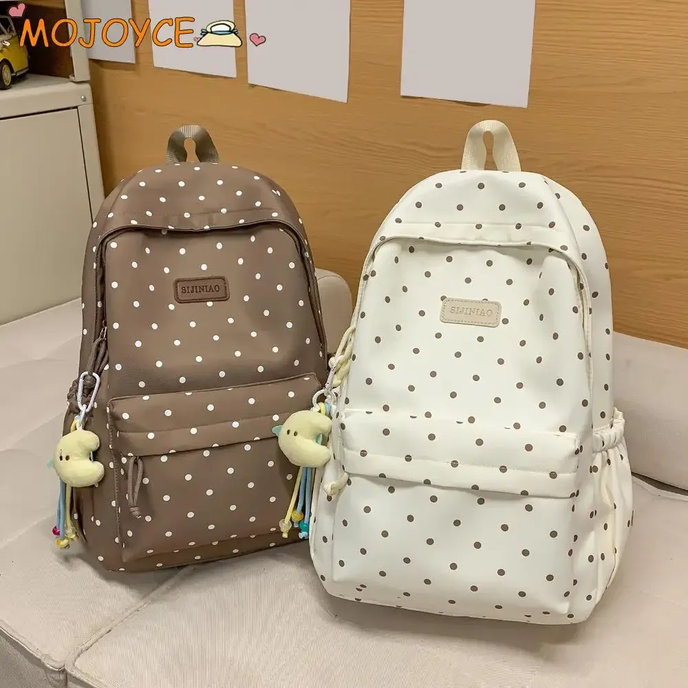 sac à dos pour ordinateur portable à pois mignon, grande capacité, sac de voyage, cartable pour étudiantes du 