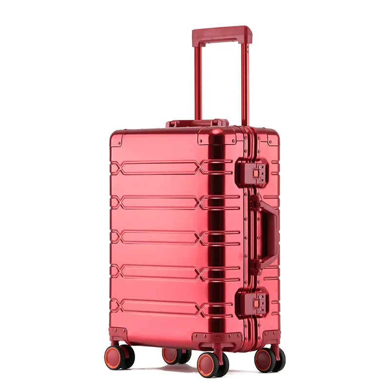 sushimu valise trolley en alliage d'aluminium-magnésium, roue tournante, valise en alliage d'aluminium, boîte, valise d'embarquement par mot de passe