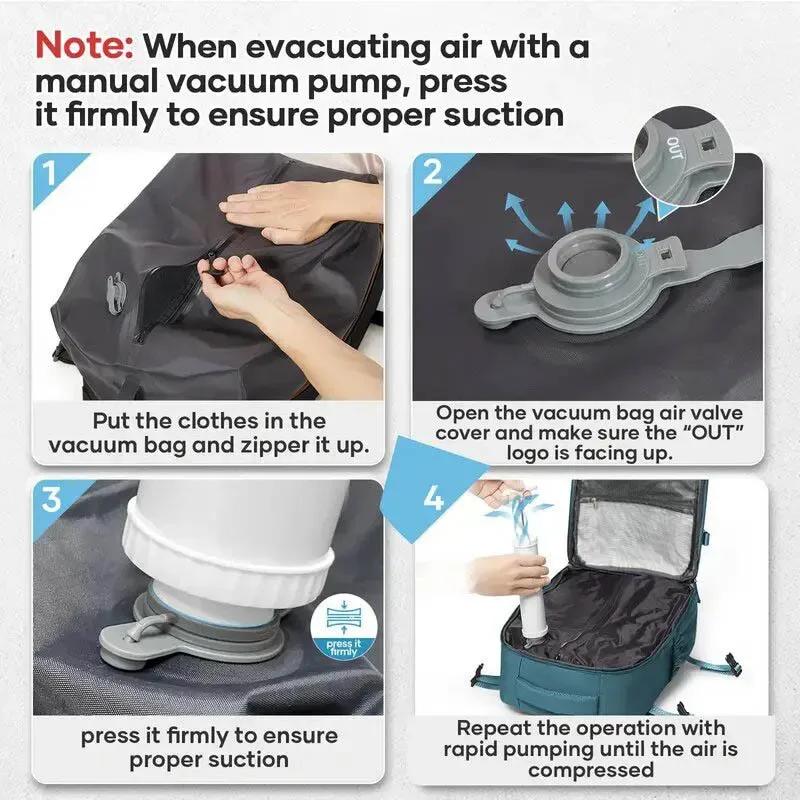 sac à dos de voyage avec compression sous vide, sac à dos professionnel pour ordinateur portable 15,6 pouces, sac de rangement pour vêtements, sac à dos de voyage extensible