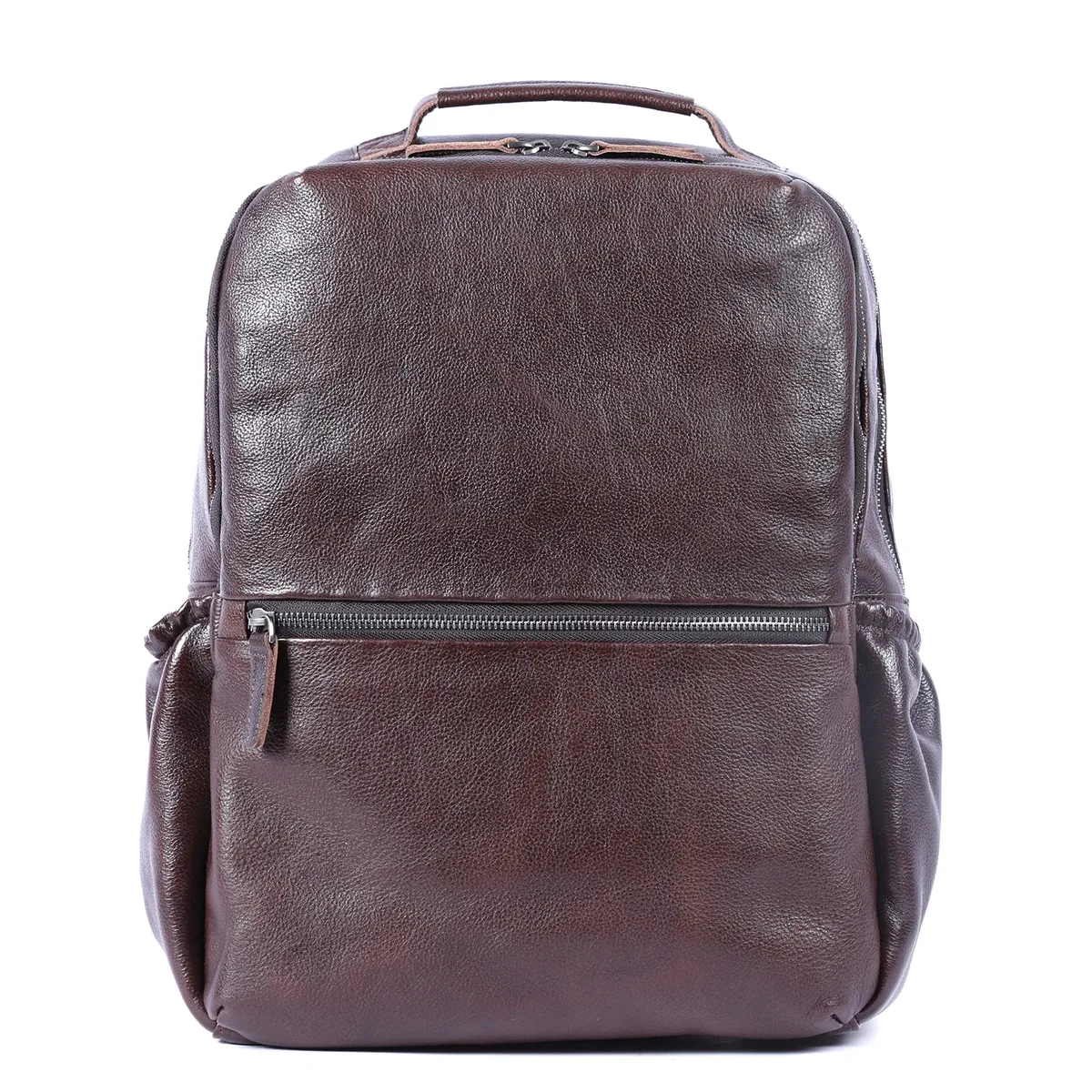 sac à dos décontracté en cuir véritable pour hommes, sacoche pour ordinateur portable, sac de voyage en cuir de vache de première qualité, style preppy à la mode