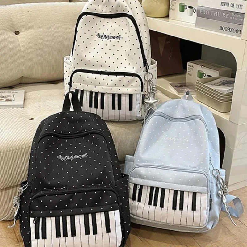 sac à dos pour clavier de piano à pois, en nylon imperméable, grand format, pour étudiants, élégant, léger, sac de voyage et de rangement