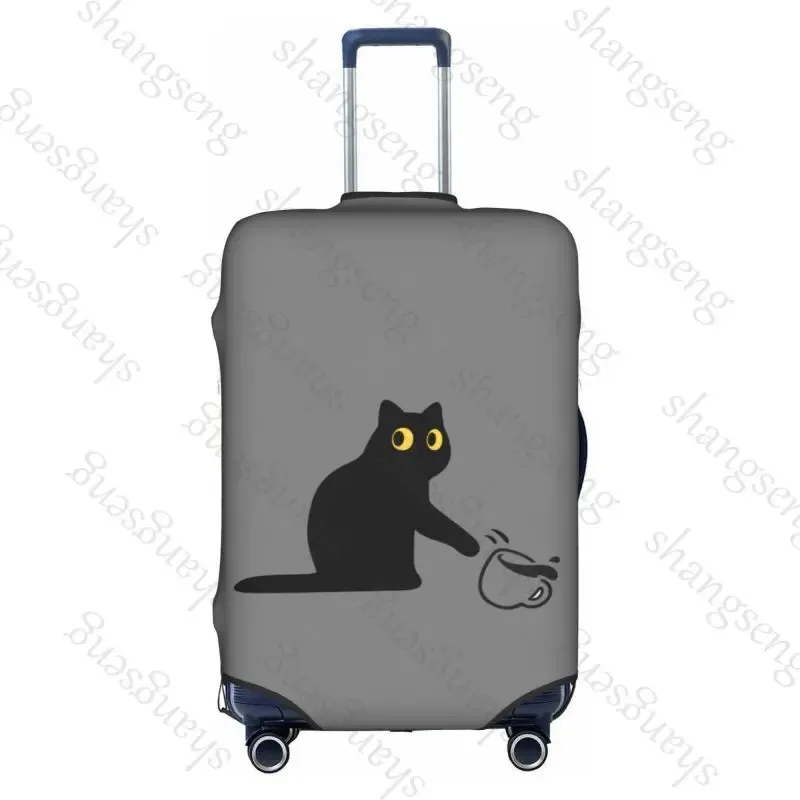 housse de protection élastique épaisse pour bagages, chat noir de dessin animé mignon, combinaison à fermeture éclair pour sac de 18 à 32 pouces, housse de chariot pour valise de voyage