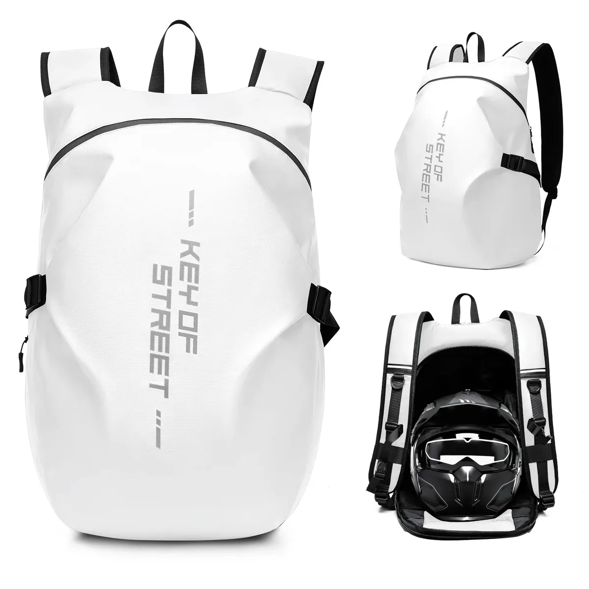 sac à dos de casque pour moto, sac de rangement de casque étanche de grande capacité, sac à dos de randonnée avec bande réfléchissante