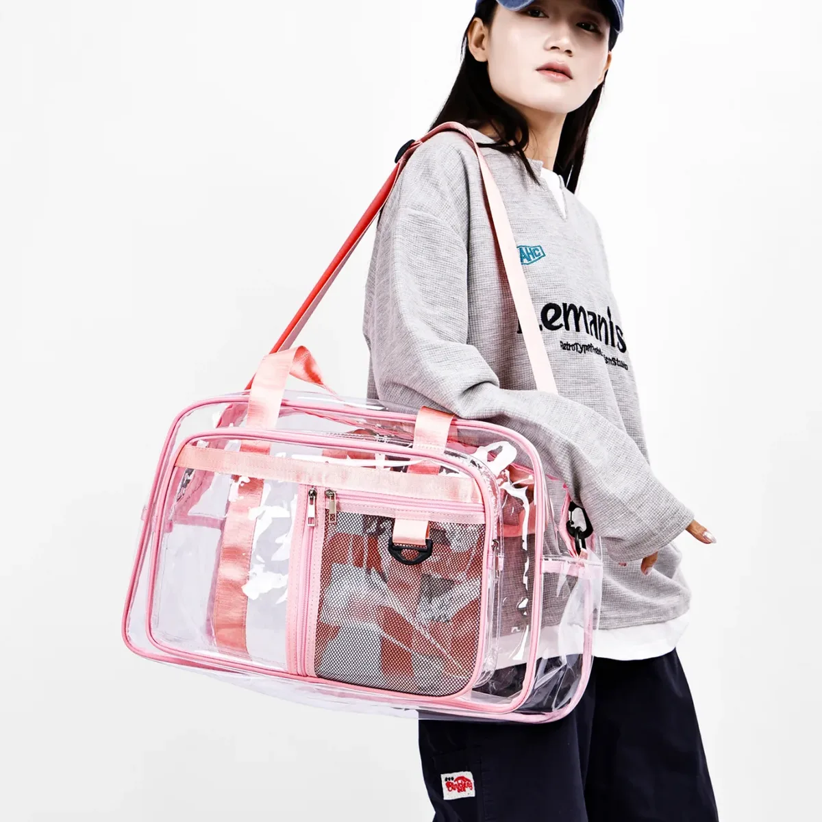 sac de voyage transparent en pvc, sac de natation pour vêtements secs et mouillés, sac de rangement portable pour courts séjours et voyages d'affaires, style minimaliste urbain