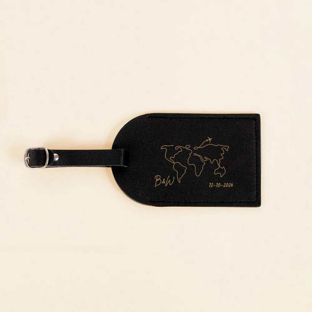 étiquette de bagage monogrammée en cuir personnalisée, étiquettes de bagage de voyage pour couple, cadeau de mariage personnalisé pour meilleur ami, cadeau de réception nuptiale