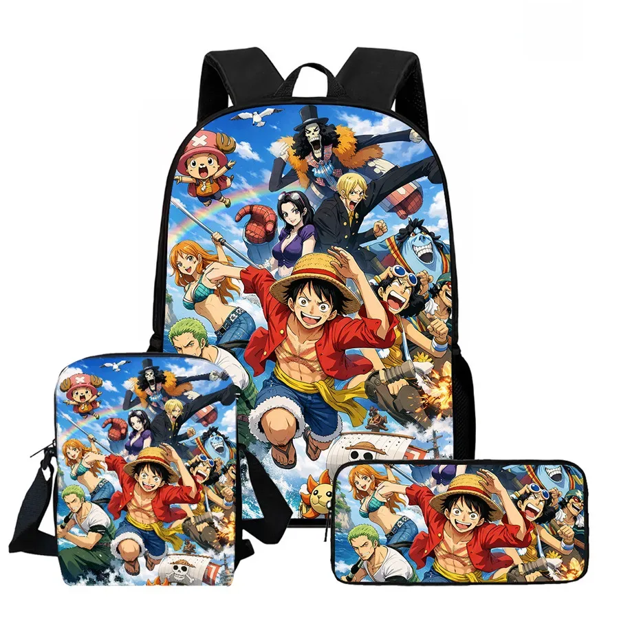 ensemble de 3 sacs à dos scolaires légers one piece avec sac bandoulière et trousse à crayons, sac à dos unisexe pour garçons et filles de 6 à 10 ans